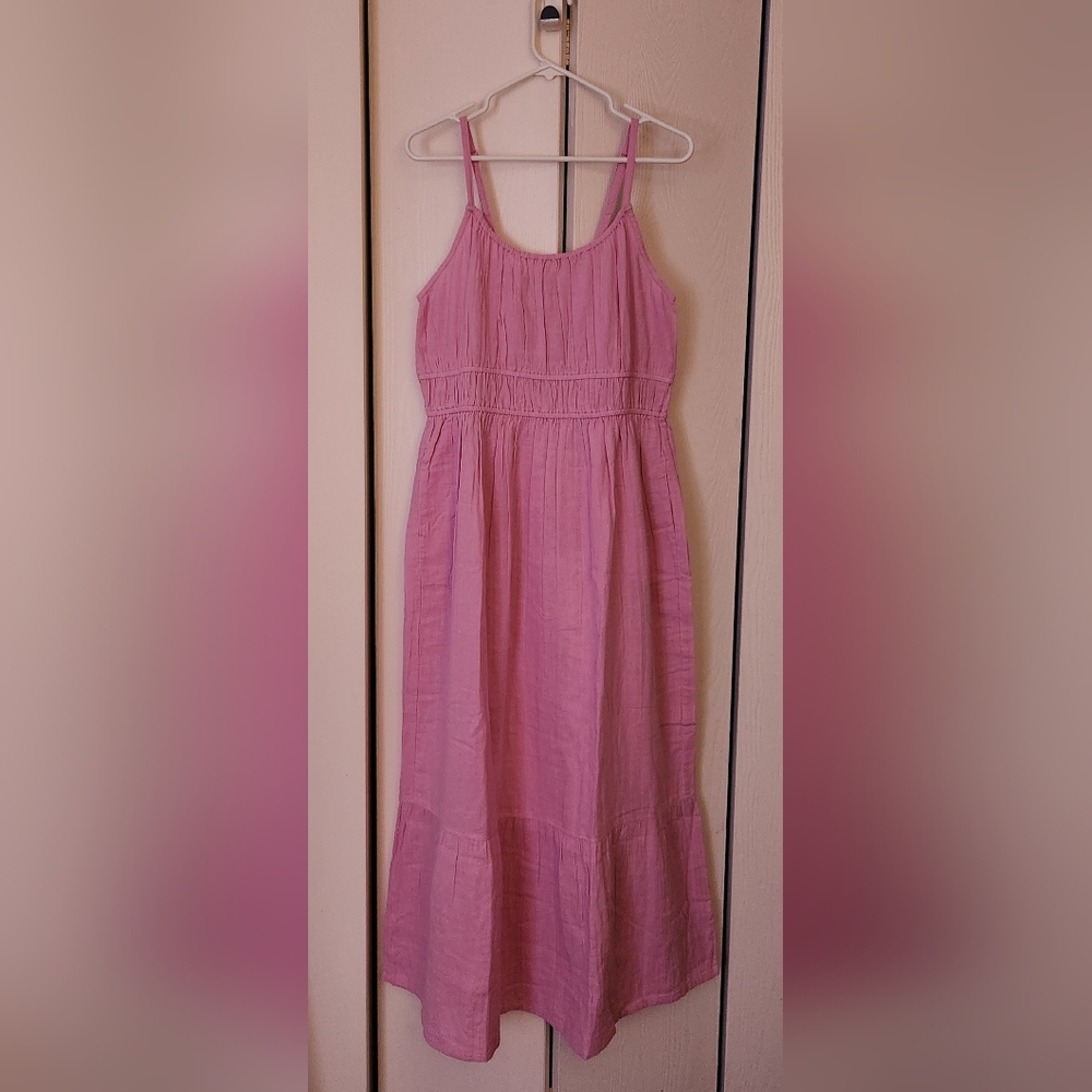 Pact Coastal Organic Cotton Gauze Cami Maxi Dress Lilac Pink Large NWOT